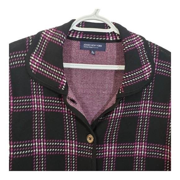 Jones New York Plaid Knit Cardigan - Picture 4 of 12
